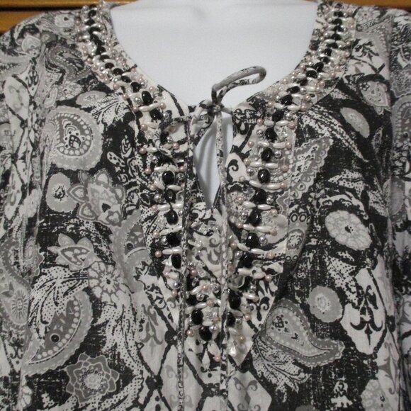 Avenue top black & gray V neck with bling lightweight tunic blouse size 22W - Picture 5 of 9